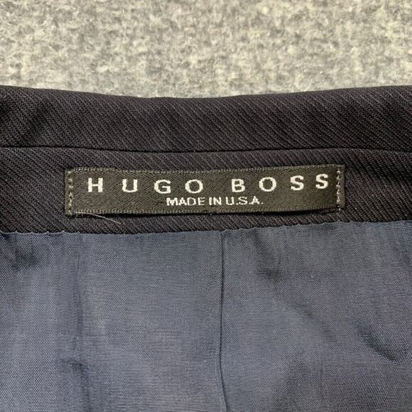 Vintage Hugo Boss Blazer Mens 42L Long Indigo Blue Wool Einstein Sigma Made USA - Picture 3 of 14